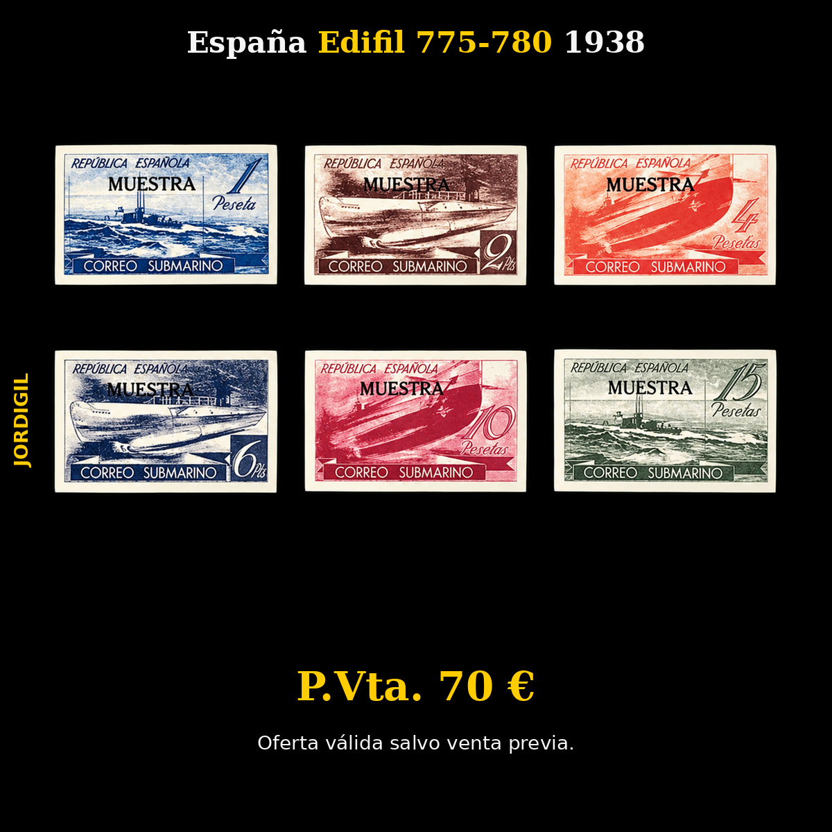 España · Edifil 775-780 Muestra sin dentar